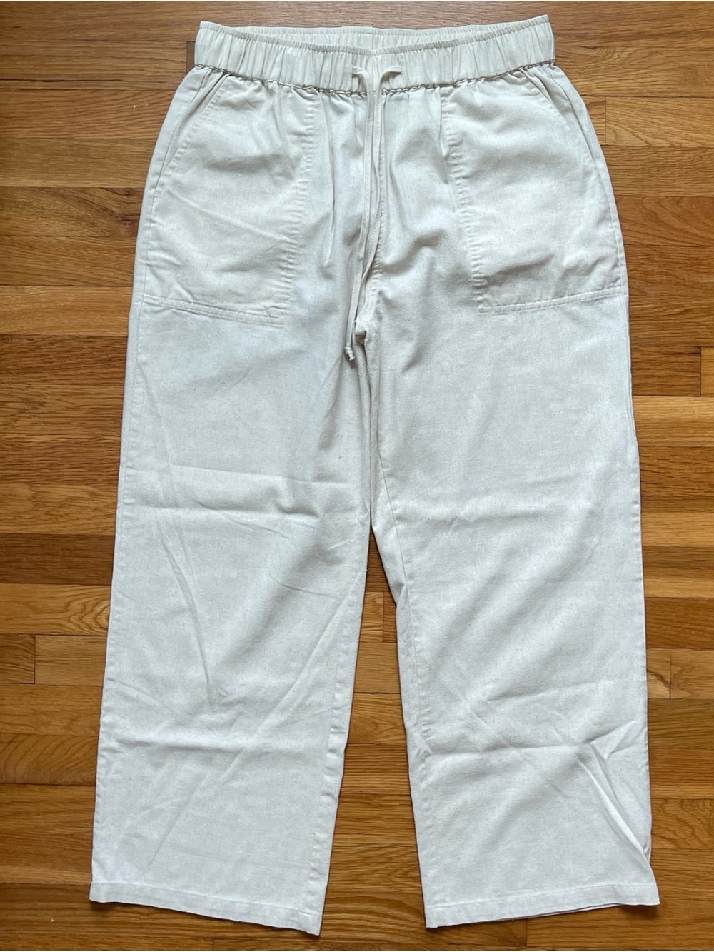 Coofandy cream linen pants with drawstring waist - size large